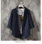 IMG 112 of Three-Quarter Length Sleeves Striped Shirt Summer Thin Half Sleeved Trendy Young Slim Look Anti-Wrinkle Outerwear