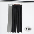 Img 6 - Ice Silk Wide Leg Pants Women Summer High Waist Plus Size Floor Length Long Elastic Trendy Casual