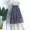 Img 12 - Summer Chiffon Mid Length Pleated Floral Women Skirt Mid-Length Elastic Waist Daisy A-Line Skirt