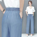 Img 3 - Trendy Slim-Look High Waist Drape Loose Long Casual Elegant Wide Leg Pants