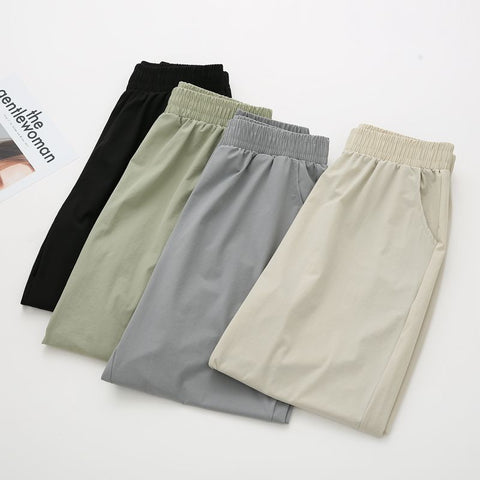 Img 2 - Ice Silk Sporty Women Quick-Drying Summer Thin Breathable Loose Jogger All-Matching Casual Pants