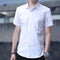 Img 3 - Short Sleeve Shirt Men Summer Korean Casual Tops Three-Quarter Length Sleeves White Men Shirt