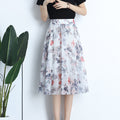 Img 5 - Summer Chiffon Mid Length Pleated Floral Women Skirt Mid-Length Elastic Waist Daisy A-Line Skirt