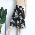 Img 9 - Summer Chiffon Mid Length Pleated Floral Women Skirt Mid-Length Elastic Waist Daisy A-Line Skirt