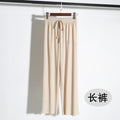 Img 7 - Ice Silk Drape Wide Leg Pants Women Summer Ankle-Length High Waist Elastic Loose Floor Length Long Straight Pants