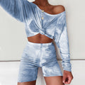 IMG 107 of Women Summer Hot Selling Popular Dye Printed Home Casual Pants Length T-Shirt Sets Shorts