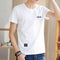 Img 1 - Short Sleeve Men Summer T-Shirt Round-Neck Printed Korean Trendy Slim Look Half Sleeved Tops White  T-Shirt
