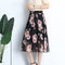 Img 6 - Summer Chiffon Mid Length Pleated Floral Women Skirt Mid-Length Elastic Waist Daisy A-Line Skirt