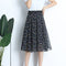 Img 8 - Summer Chiffon Mid Length Pleated Floral Women Skirt Mid-Length Elastic Waist Daisy A-Line Skirt