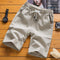 Men Casual Pants Cotton Blend Beach Korean Solid Colored Flaxen Slim Look Shorts