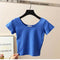 Img 6 - Solid Colored Bare Belly Short Sleeve Women Summer T-Shirt Bare-Belly Fitting High Waist Tops Half Sleeved Undershirt