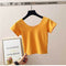 Img 8 - Solid Colored Bare Belly Short Sleeve Women Summer T-Shirt Bare-Belly Fitting High Waist Tops Half Sleeved Undershirt