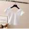 Img 7 - Solid Colored Bare Belly Short Sleeve Women Summer T-Shirt Bare-Belly Fitting High Waist Tops Half Sleeved Undershirt