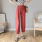 Img 11 - Cotton Blend Lantern Pants Women Summer Loose High Waist Drape Line Ankle-Length Jogger Casual Thin Carrot Pants