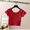 Img 3 - Solid Colored Bare Belly Short Sleeve Women Summer T-Shirt Bare-Belly Fitting High Waist Tops Half Sleeved Undershirt
