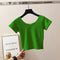 Solid Colored Bare Belly Short Sleeve Women Summer T-Shirt Bare-Belly Fitting High Waist Tops Half Sleeved Matching T-Shirt