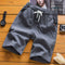 Men Casual Pants Cotton Blend Beach Korean Solid Colored Flaxen Slim Look Shorts