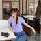 IMG 113 of Summer Korean insShort Popular Cardigan Purple Tops Feminine Bare Belly Short Sleeve T-Shirt Women Outerwear
