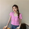 IMG 123 of Summer Korean insShort Popular Cardigan Purple Tops Feminine Bare Belly Short Sleeve T-Shirt Women Outerwear