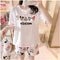 Img 3 - Streaming Cartoon Pajamas Women Summer Short Sleeve Sweet Look Student Korean Thin Loungewear Three-Piece