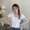 IMG 136 of Summer Korean insShort Popular Cardigan Purple Tops Feminine Bare Belly Short Sleeve T-Shirt Women Outerwear