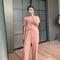 Img 3 - Popular Summer Sets Thin Solid Colored Short Sleeve Elastic Waist Long Pants Loungewear