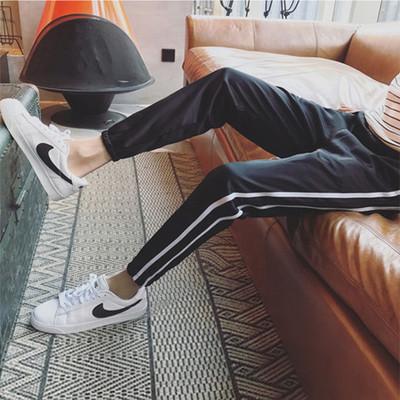 Summer Men Popular Sport Pants Hong Kong Trendy Personality Thin Solid Colored Casual Pants