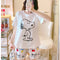 Img 2 - Streaming Cartoon Pajamas Women Summer Short Sleeve Sweet Look Student Korean Thin Loungewear Three-Piece