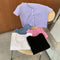 IMG 106 of Summer Korean insShort Popular Cardigan Purple Tops Feminine Bare Belly Short Sleeve T-Shirt Women Outerwear
