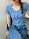 Img 2 - Summer Korean insShort Popular Cardigan Purple Tops Feminine Bare Belly Short Sleeve T-Shirt Women