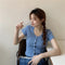 IMG 119 of Summer Korean insShort Popular Cardigan Purple Tops Feminine Bare Belly Short Sleeve T-Shirt Women Outerwear