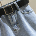 Img 4 - Women Denim Shorts Summer Trendy All-Matching Slim Look Korean Wide Leg Folded A-Line Hot Pants ins