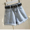 IMG 103 of Women Denim Shorts Summer Trendy All-Matching Slim Look Korean Wide Leg Folded A-Line Hot Pants ins Shorts