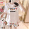 Streaming Cartoon Pajamas Women Summer Short Sleeve Sweet Look Student Korean Thin Loungewear Three-Piece Sleepwear