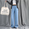 Img 3 - Ice Silk Wide Leg Pants Women Summer Thin High Waist Drape Loose Straight Slim Look Floor Length Casual