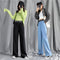 Img 2 - Ice Silk Wide Leg Pants Women Summer Thin High Waist Drape Loose Straight Slim Look Floor Length Casual