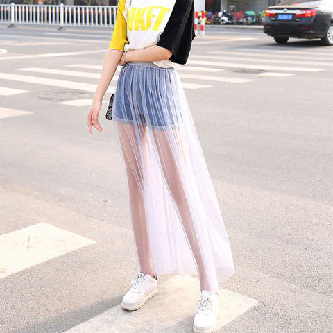Img 3 - Single Layer Mesh Skirt Korean Flare Slim Look Dress Sweet Casual Fairy All-Matching