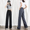 Img 4 - Suits Wide Leg Pants Women High Waist Summer Drape Floor Length Straight Loose Slim-Look Black Long Pants