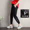 Img 1 -Sport Pants Women Plus Size Summer Thin Loose Slim-Look Solid Colored Ankle-Length Casual Pants
