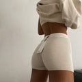 IMG 125 of PSolid Colored Knitted Shorts Women Europe Street Style Straight Shorts