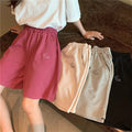 Img 2 - All-Matching Embroidery Shorts Women Summer Korean Elastic Waist High Wide Leg Casual Bermuda Shorts