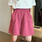 Img 8 - All-Matching Embroidery Shorts Women Summer Korean Elastic Waist High Wide Leg Casual Bermuda Shorts