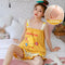 Summer Knitted Cotton Women Sleeveless Strap Pajamas Sets Removable Padded Loungewear Sleepwear