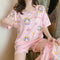 Pajamas Women Summer Loose Sweet Look Adorable Student Short Sleeve Shorts Outdoor Korean Loungewear Sets Sleepwear