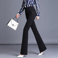 Img 1 - Thin High Waist Stretchable Bell Bottoms Flare Leg Pants Outdoor Plus Size Ankle-Length Loose Slim-Look Drape Long Pants