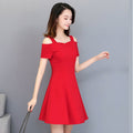 Img 6 - Women Summer Korean Bare Shoulder Elegant High Waist Slimming Solid Colored Dress