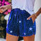 Img 4 - Europe Summer Printed Elastic Lace Wide Leg Loose Shorts Women