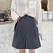 Img 6 - Suit Pants Shorts Women High Waist Summer Thin Loose Slim Look Bermuda Straight Hong Kong Wide Leg H