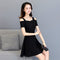 Img 2 - Women Summer Korean Bare Shoulder Elegant High Waist Slimming Solid Colored Dress