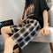Img 1 - Black White Summer Loose Student Straight Mid-Length Wide Leg Slim-Look Casual Pants Hong Kong Hot Chequered Shorts Women